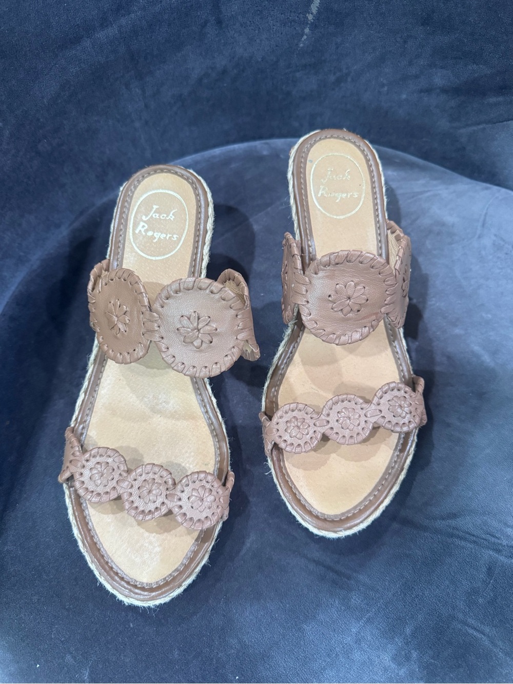 Jack Rogers whipstitch wedge sandals